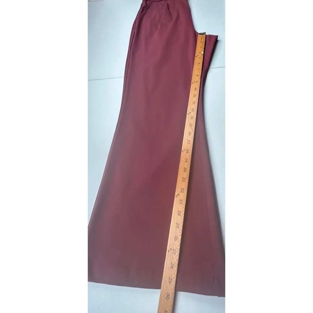 Halara Pants Women Large Burgundy Flex DayStretch High Waisted Pocket Work Flare - Picture 11 of 12